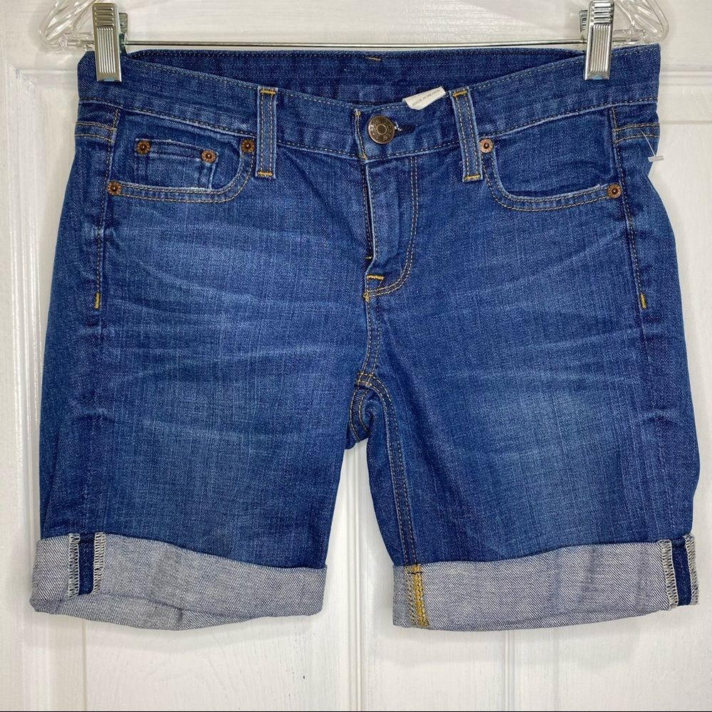 Vintage J. Crew classic blue denim cuffed shorts, 25